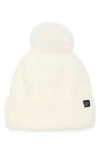 Nanette Lepore Faux Shearling Beanie With Faux Fur Pompom In White