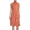 Nanette Lepore Floral Allover Pleated Midi Dress In Orange In Orange