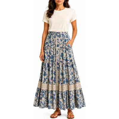 Nanette Lepore Floral Print Tiered Skirt In Blue