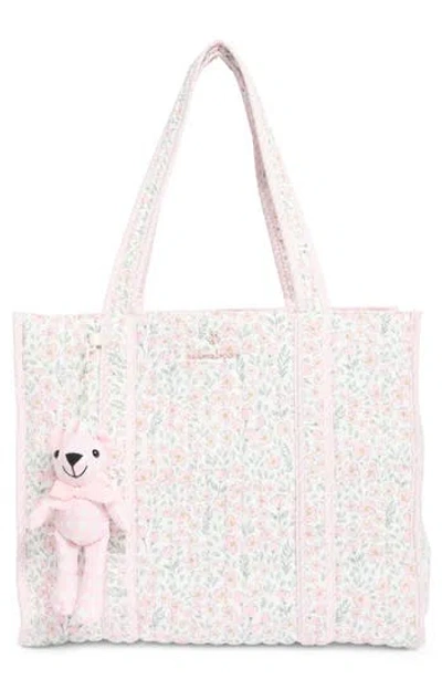 Nanette Lepore Floral Quilted Tote With Bear Charm & Crossbody Bag In Pink