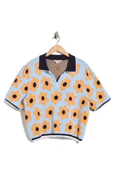 Nanette Lepore Flower Polo Sweater In Multi