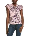 Nanette Lepore Flutter Sleeve Blouse In Purple