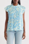 Nanette Lepore Flutter Sleeve Print Top