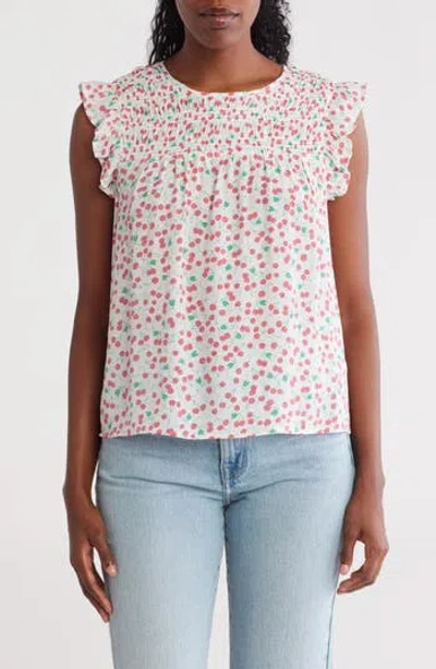 Nanette Lepore Flutter Sleeve Top In Multi