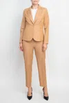 Nanette Lepore Formal Stretch Crepe Jacket Pencil Cut Pant Suit In Brown