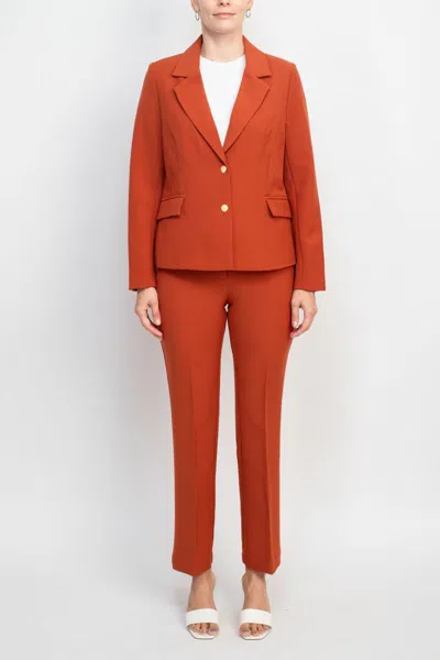 Nanette Lepore Formal Twill Jacket Bi Stretch Straight Pant Suit In Red