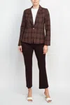 Nanette Lepore Formal Woven Jacket Mid Waist Straight Pant Suit In Brown