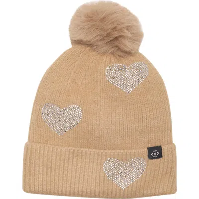 Nanette Lepore Heart Applique Beanie In Brown