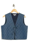 Nanette Lepore Heart Quilted Denim Vest In Blue