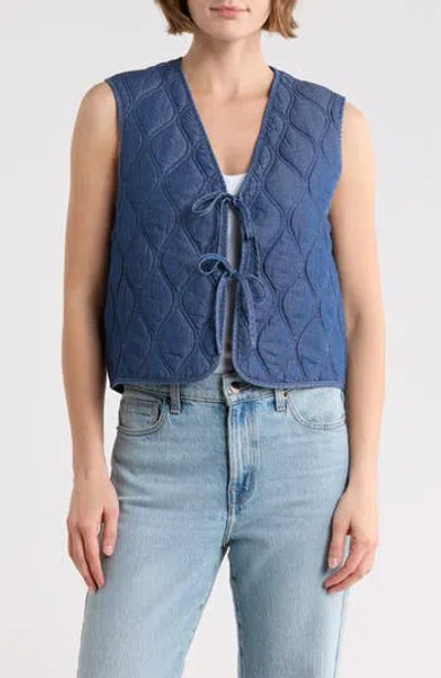 Nanette Lepore Heart Quilted Denim Vest In Blue