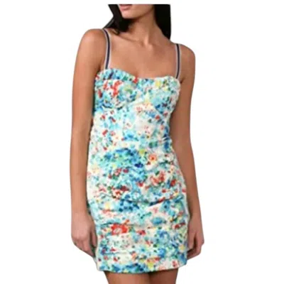 Nanette Lepore Honeysuckle Mini Dress With Detachable Straps In Blue Multi