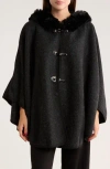 Nanette Lepore Hooded Faux Fur Ruana In Black