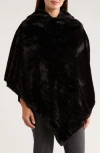 Nanette Lepore Hooded Faux Fur Ruana In Black