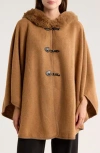 Nanette Lepore Hooded Faux Fur Ruana In Brown