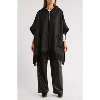 Nanette Lepore Hooded Jacquard Ruana In Black