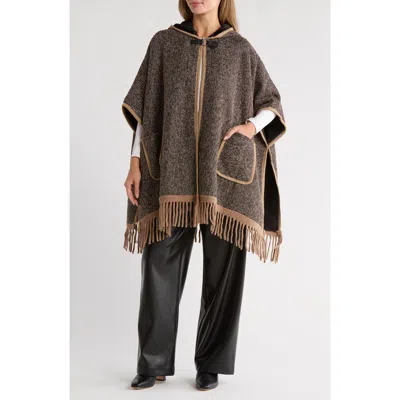 Nanette Lepore Hooded Jacquard Ruana In Brown