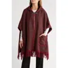 Nanette Lepore Hooded Jacquard Ruana In Burgundy