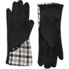 Nanette Lepore Houndstooth Button Gloves In Black
