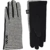 Nanette Lepore Houndstooth Button Gloves In Black