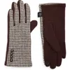Nanette Lepore Houndstooth Button Gloves In Brown