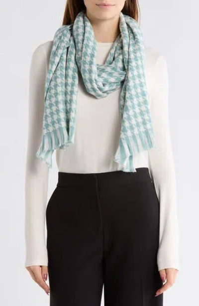 Nanette Lepore Houndstooth Woven Scarf In Blue