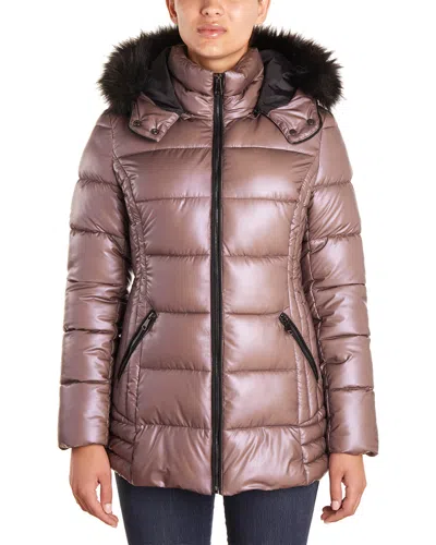 Nanette Lepore Iridescent Puffer Jacket In Mauve