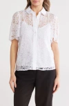 Nanette Lepore Lace Short Sleeve Button-up Shirt