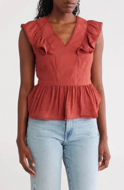 Nanette Lepore Lace Trim V-neck Peplum Top