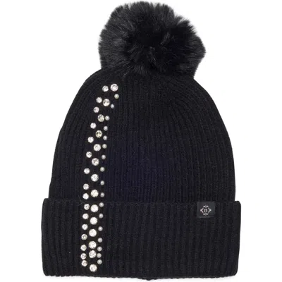 Nanette Lepore Ladder Knit Pom Beanie In Blue