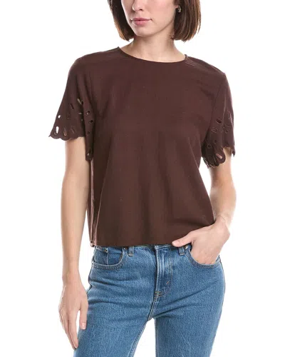 Nanette Lepore Linen-blend Blouse In Brown