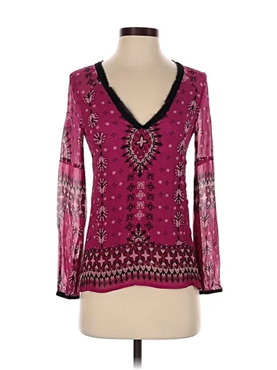 Pre-owned Nanette Lepore Long Sleeve Blouse In Burgundy