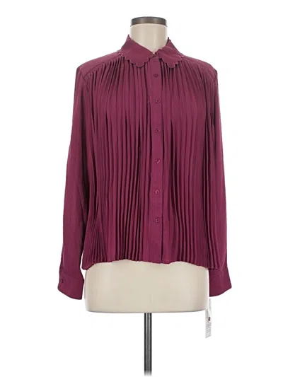 Pre-owned Nanette Lepore Long Sleeve Blouse In Burgundy