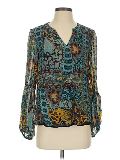 Pre-owned Nanette Lepore Long Sleeve Blouse In Teal