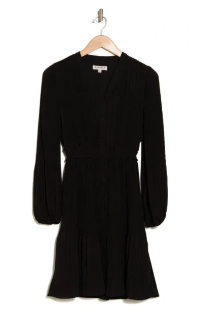 Nanette Lepore Long Sleeve Crepe Chiffon Dress In Very Black