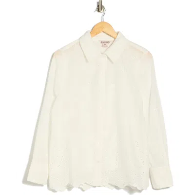 Nanette Lepore Long Sleeve Eyelet Top In Neutral