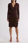 Nanette Lepore Nanette  Surplice Sweaterdress In Bitter Chocolate