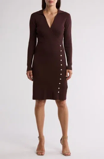 Nanette Lepore Nanette  Surplice Sweaterdress In Brown