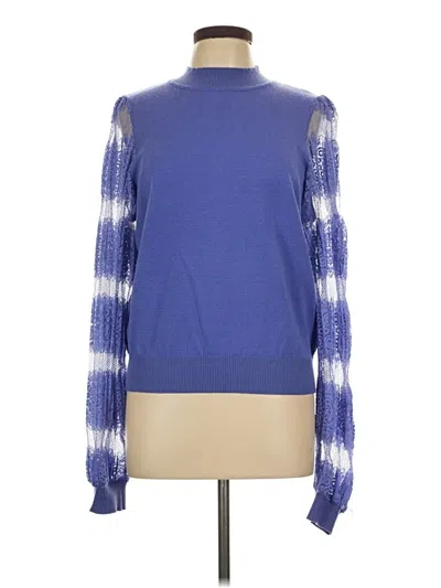Pre-owned Nanette Lepore Long Sleeve Top Blue Turtleneck Tops