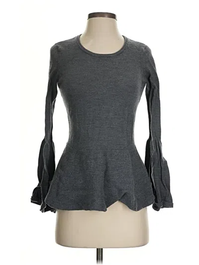 Pre-owned Nanette Lepore Long Sleeve Top Gray Keyhole Neckline Tops
