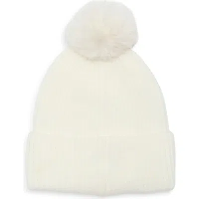 Nanette Lepore Mixed Metallic Faux Fur Pom Beanie In Neutral