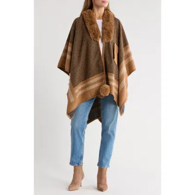Nanette Lepore Multicolor Zigzag Ruana In Brown
