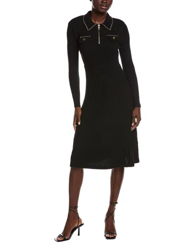 Nanette Lepore Nanette  1/4-zip Sweaterdress In Black