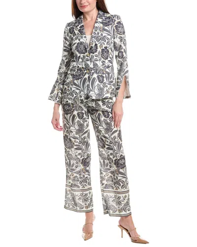 Nanette Lepore Nanette  2pc Linen Blend Blazer & Pant Suit Set In Tan