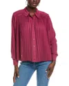 Nanette Lepore Nanette  Accordion Pleated Shirt In Burgundy