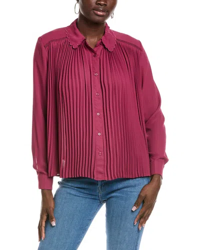 Nanette Lepore Nanette  Accordion Pleated Shirt In Burgundy