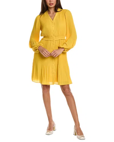 Nanette Lepore Accordion Pleated Shirtdress In Yellow