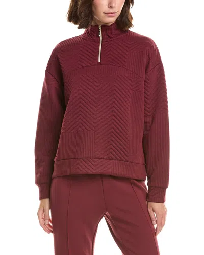 Nanette Lepore Nanette  Chevron 1/4-zip Sweater In Burgundy