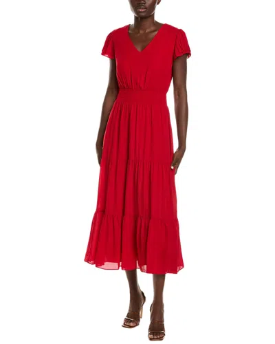 Nanette Lepore Nanette  Chiffon Midi Dress In Red