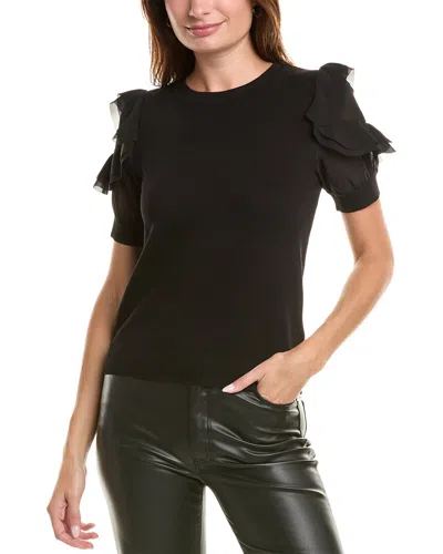 Nanette Lepore Nanette  Chiffon Sleeve Sweater In Black