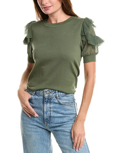 Nanette Lepore Nanette  Chiffon Sleeve Sweater In Green